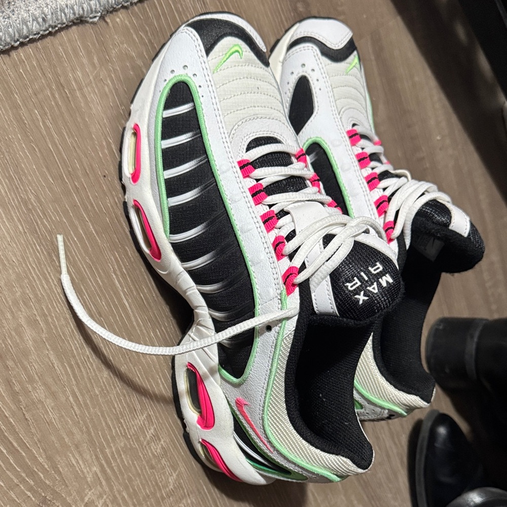 Nike Air Max Plus White with Pink and Green Accents